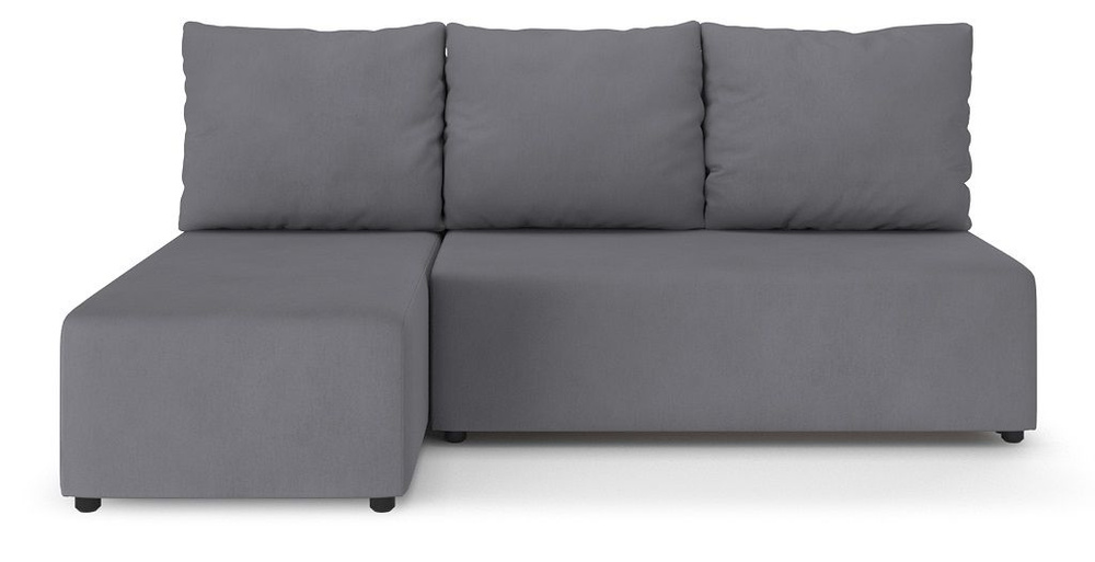 Угловой диван-кровать PUSHE раскладной Каир Lux, левый угол, велюр, серый Kolibri silver  #1