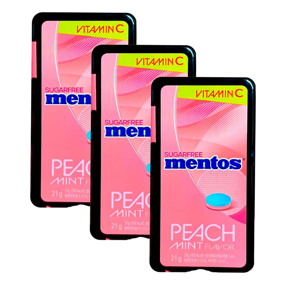 Mentos Peach Mint со вкусом персика и мяты (Корея), 21 г (3 шт) - купить с  доставкой по выгодным ценам в интернет-магазине OZON (1362035922)