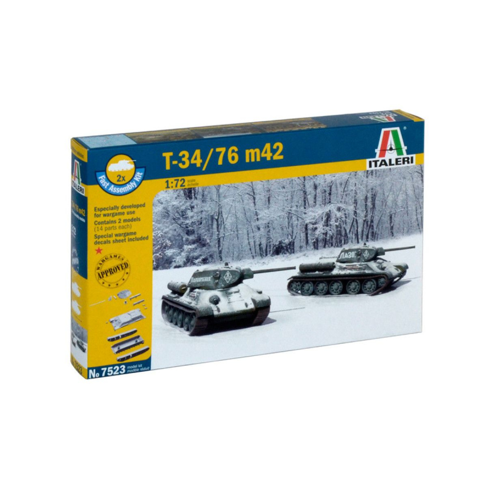 Italeri Сборная модель 7523 T 34 / 76 мод.42 (2 быстросборные модели) 1:72  #1