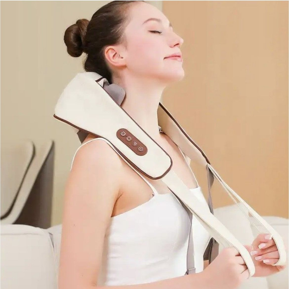 Автономный 3D массажер для шеи и плеч с инфракрасным прогревом.  #1