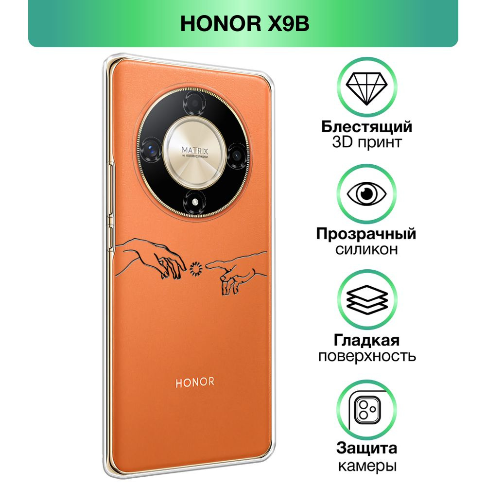 Чехол на Honor X9B / Хонор X9B прозрачный силиконовый с принтом 