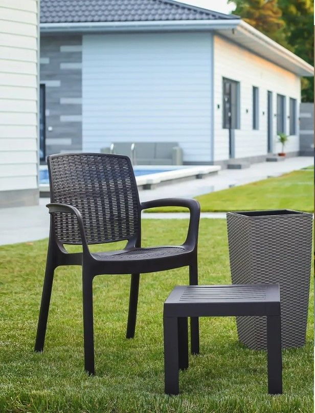Кресло садовое HomlyGreen, 59х55х82 см, набор 4 шт., цвет венге #1