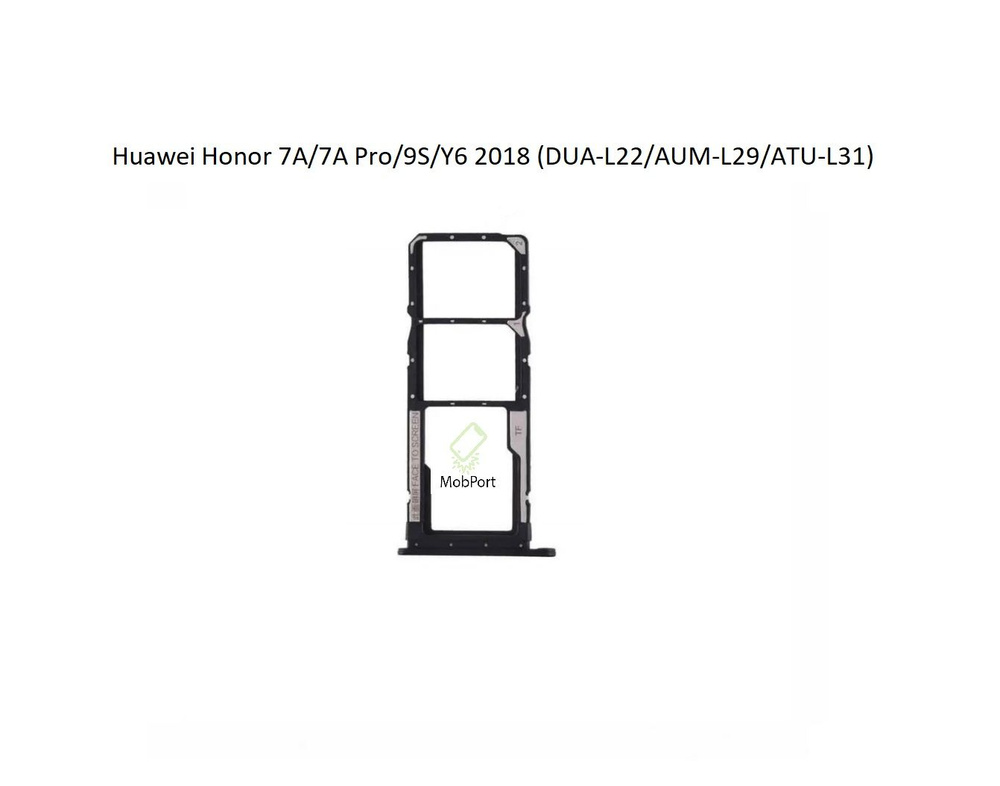 Держатель SIM для Huawei Honor 7A/7A Pro/9S/Y6 2018 (DUA-L22/AUM-L29/ATU-L31), Черный (Сим Лоток)  #1