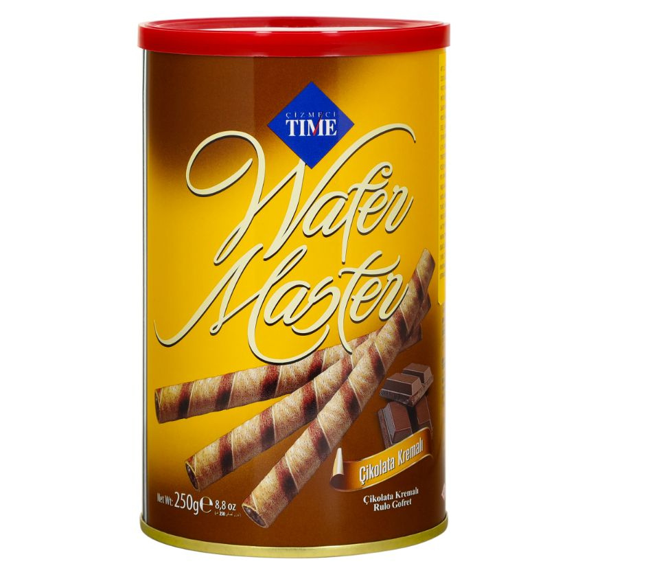 Новогодний подарок. Трубочки Cizmeci Time вафельные wafer master шоколад, 250 г  #1