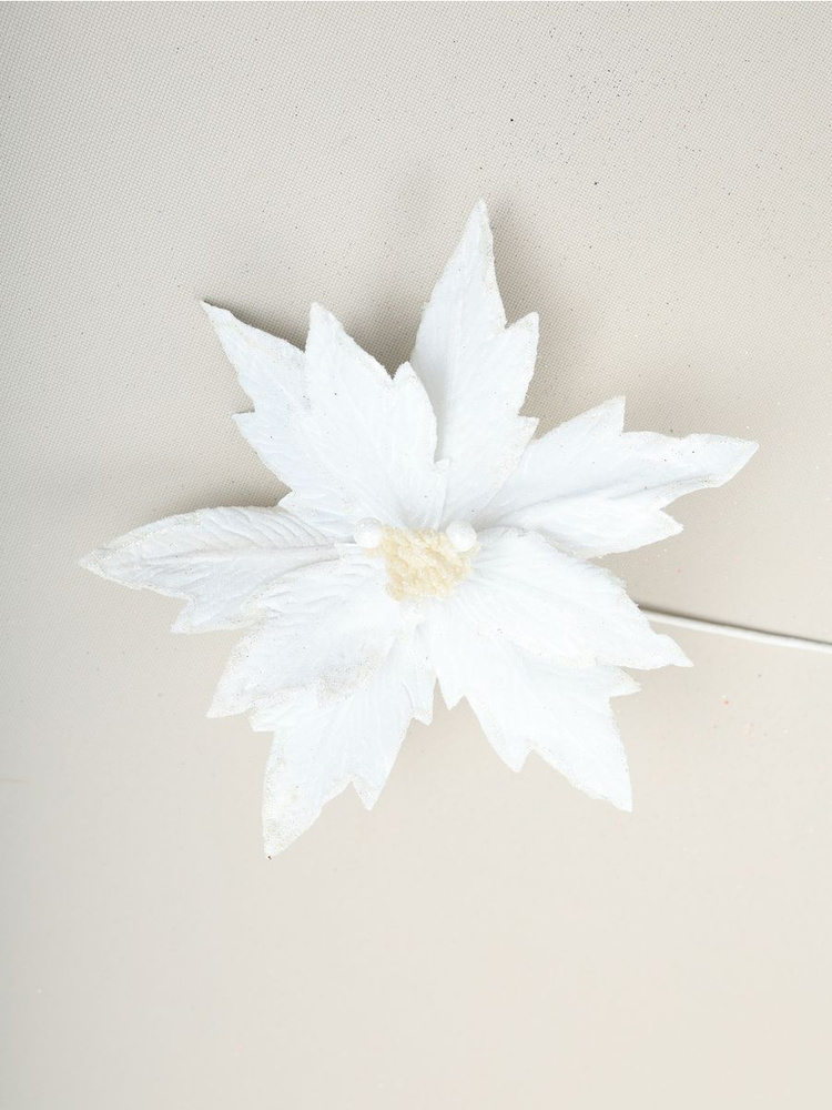 Цветок искусственный декоративный новогодний, d 29 см, цвет белый  #1