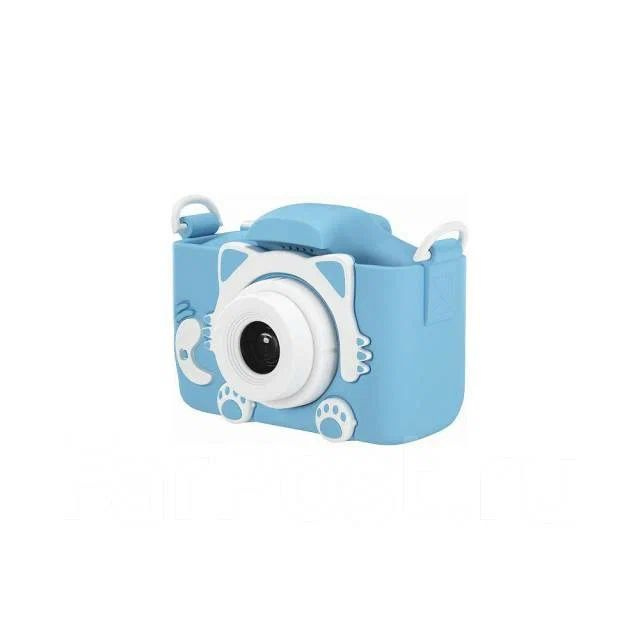 Фотоаппарат детский цифровой синий (голубой), кошечка (Cute Kitty by UNIQ). Видео и фото, игры. Подарок #1