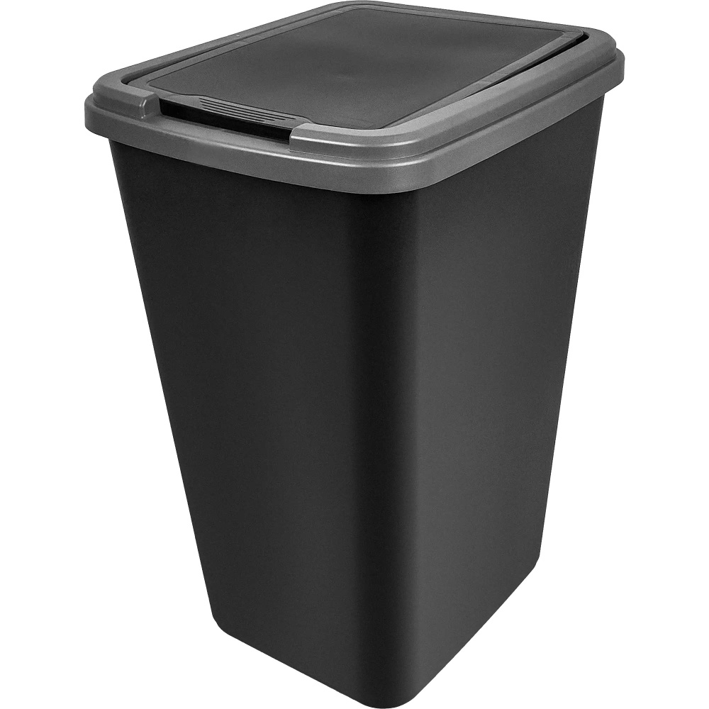 Бак для мусора Delinia с откидной крышкой 50 л полипропилен цвет черный  #1