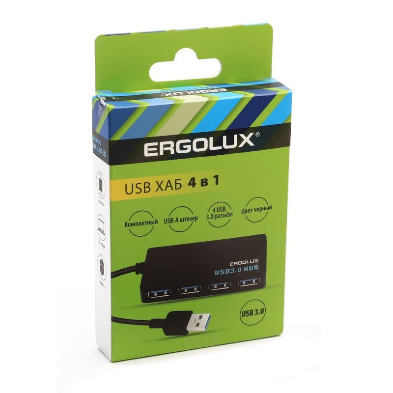 Ergolux Разветвитель USB-USB, 2А черный #1