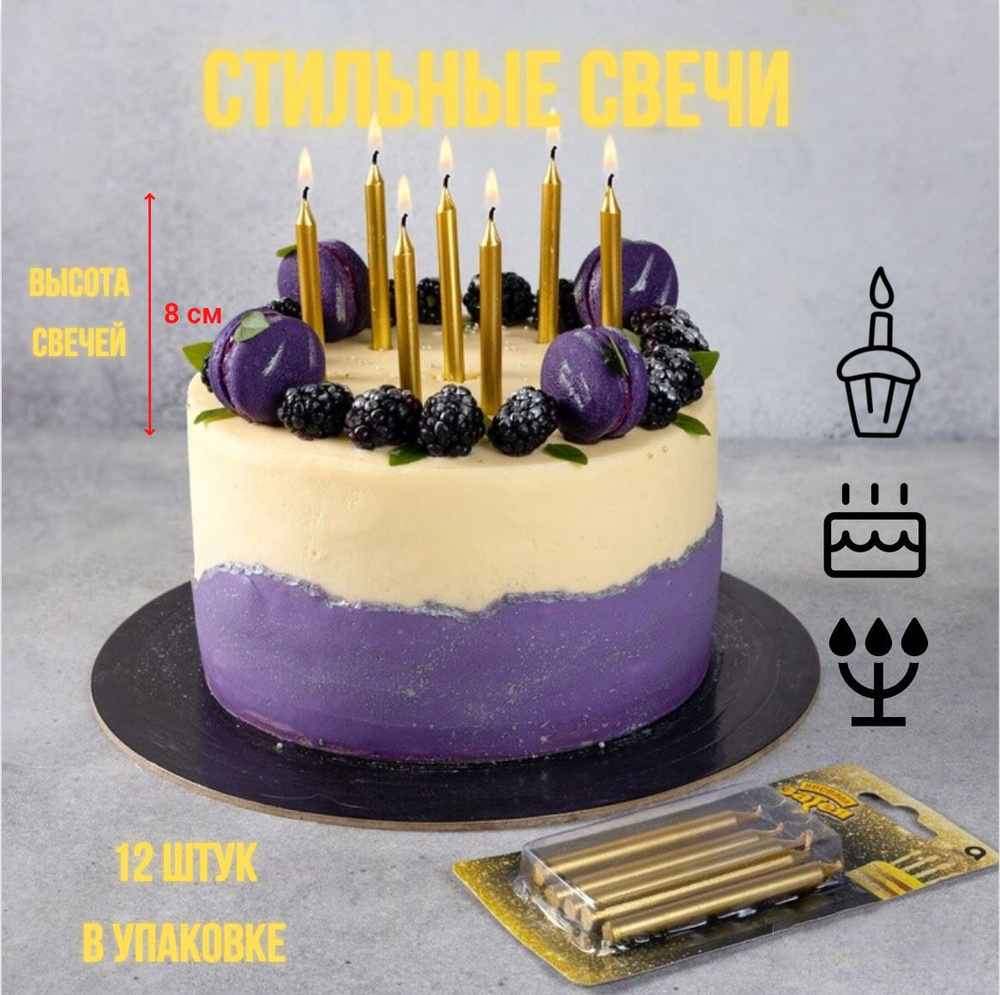 ВЕСЕЛАЯ ЗАТЕЯ Свечи для торта, 12 шт, 1 уп. #1
