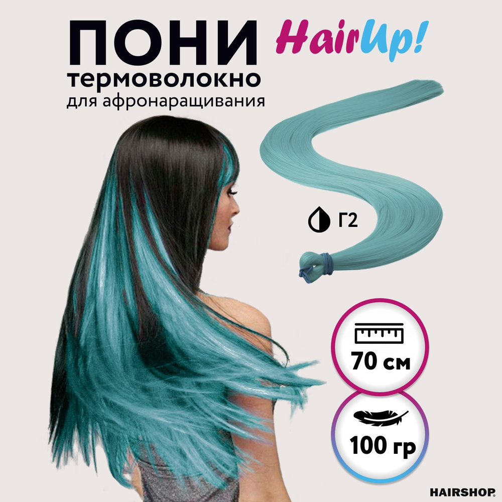 HAIRSHOP Канекалон Пони HairUp! для точечного афронаращивания ПРЯМЫЕ Г 2 (Пастельный голубой) 1,4м/100гр #1