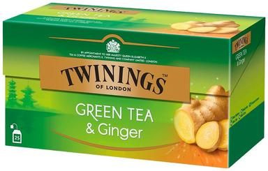 Чай зеленый TWININGS Green Tea & Ginger со вкусом имбиря 25x1,6 г ...