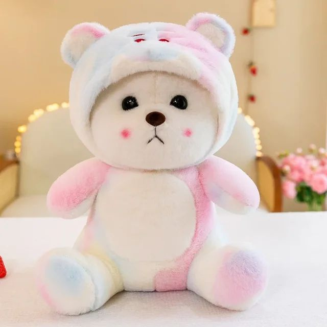 Плюшевая игрушка Медведь с розовым капюшоном 25 см #1