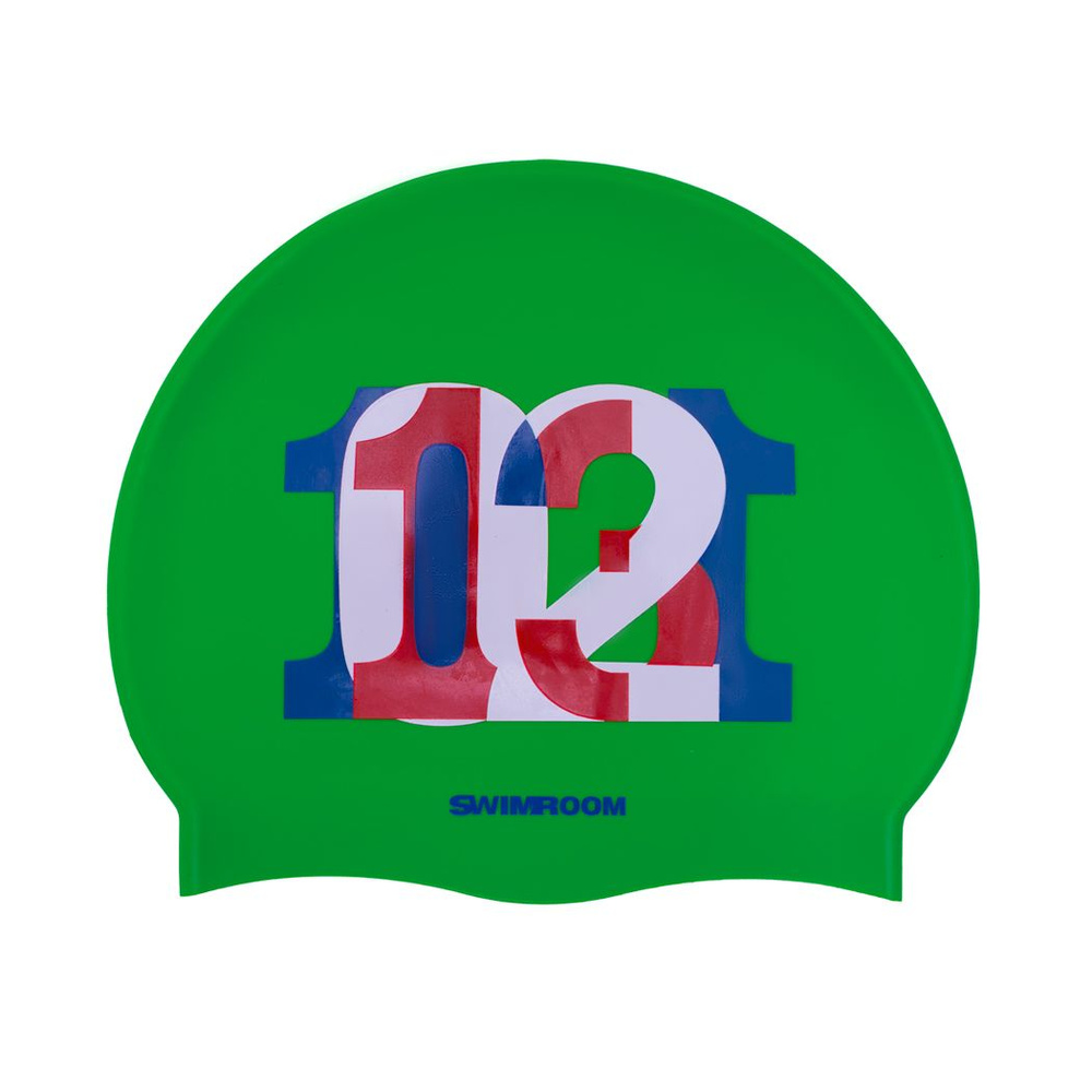 Силиконовая шапочка для плавания / бассейна SwimRoom "123", цвет зеленый  #1