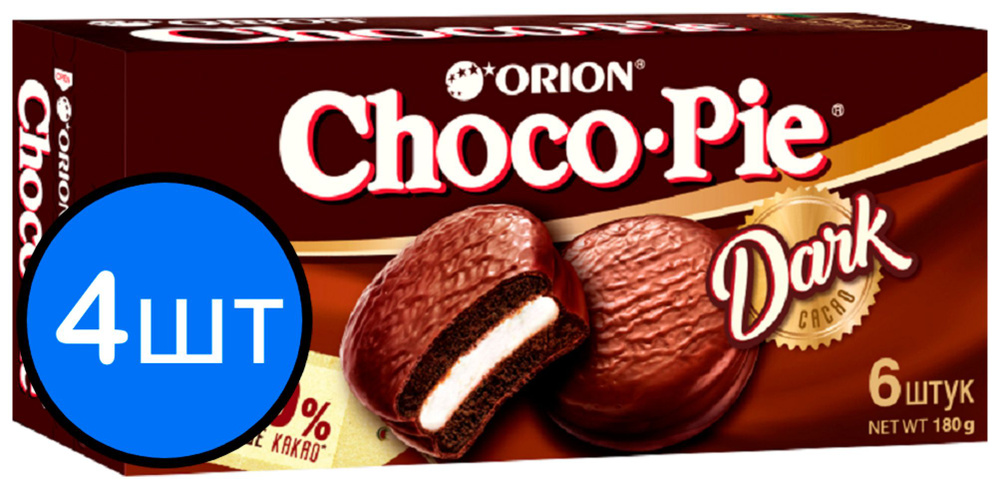 Печенье "ORION ChocoPie" Dark, 180г х 4шт #1