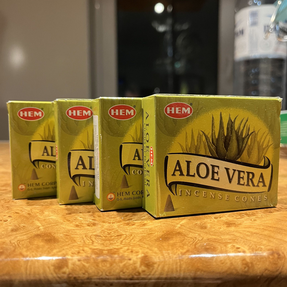 HEM конусные благовония Aloe Vera (АЛОЭ ВЕРА) 4 упаковки #1