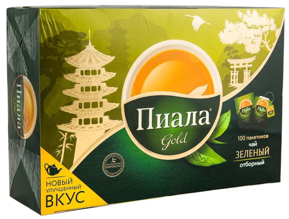 Чай Пиала Piala Gold зеленый отборный, высший сорт, 100 пакетиков  #1