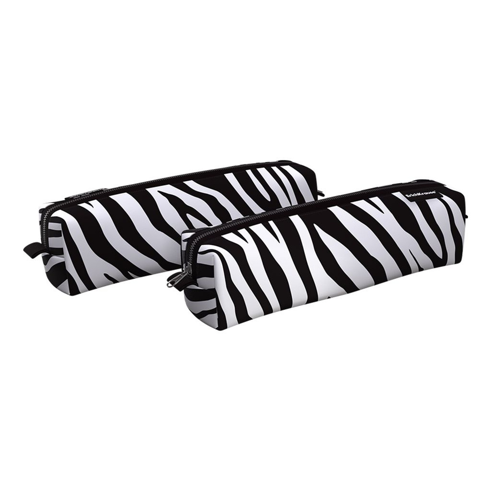 Пенал школьный mini ErichKrause "Black&White Zebra" 210x50x50мм / пенал квадро  #1