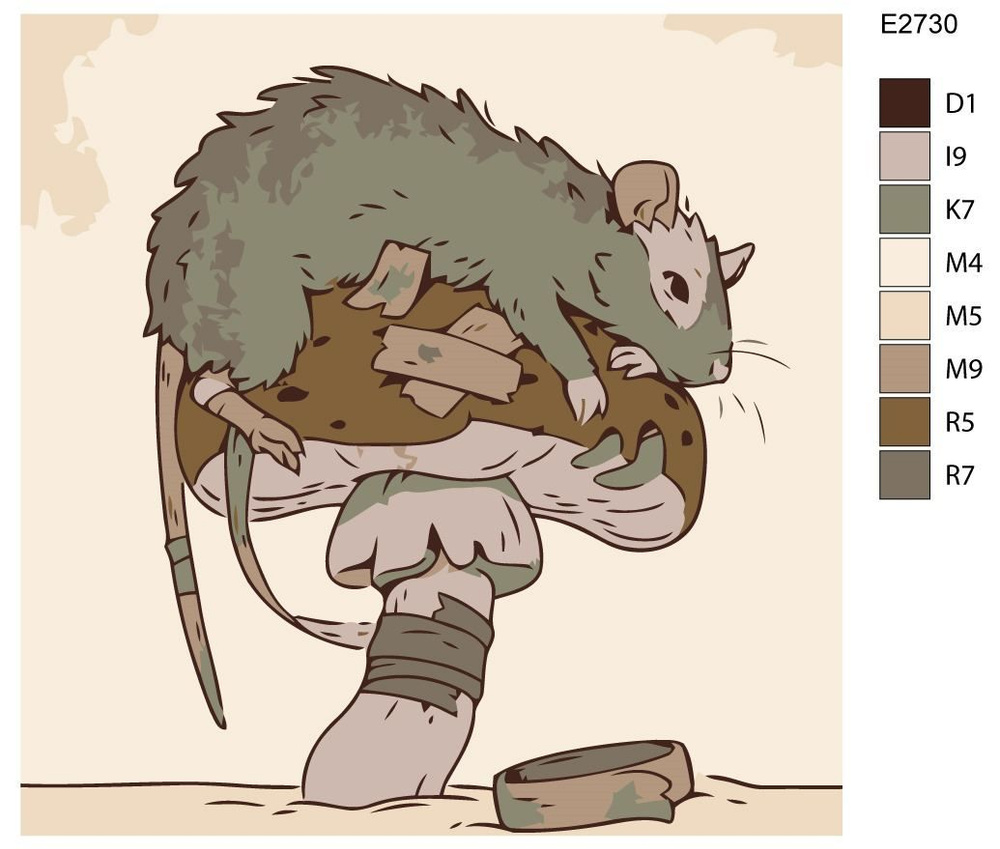 Детская картина по номерам E2730 "Крыса и гриб" 30x30 #1