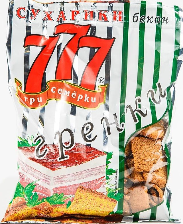 777 гренки ржано-пшеничные со вкусом бекона, 50 г. * 10 шт #1