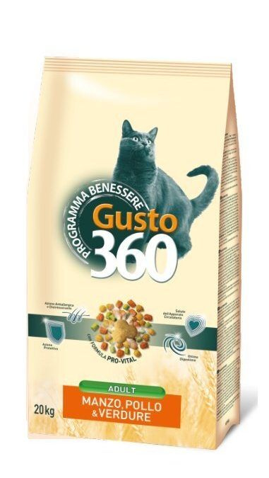 Gusto Cat 360 Manzo 20кг - Корм для взрослых кошек со вкусом говядины, курицы и овощей, 20кг  #1