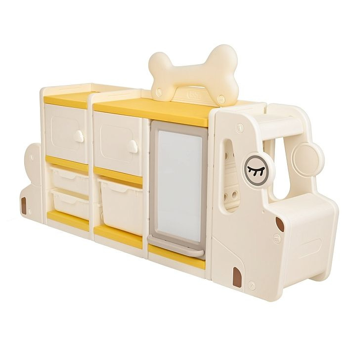 Стеллаж для игрушек с ящиками Pituso Doggie Max с доской для рисования Beige/Бежевый+желт  #1
