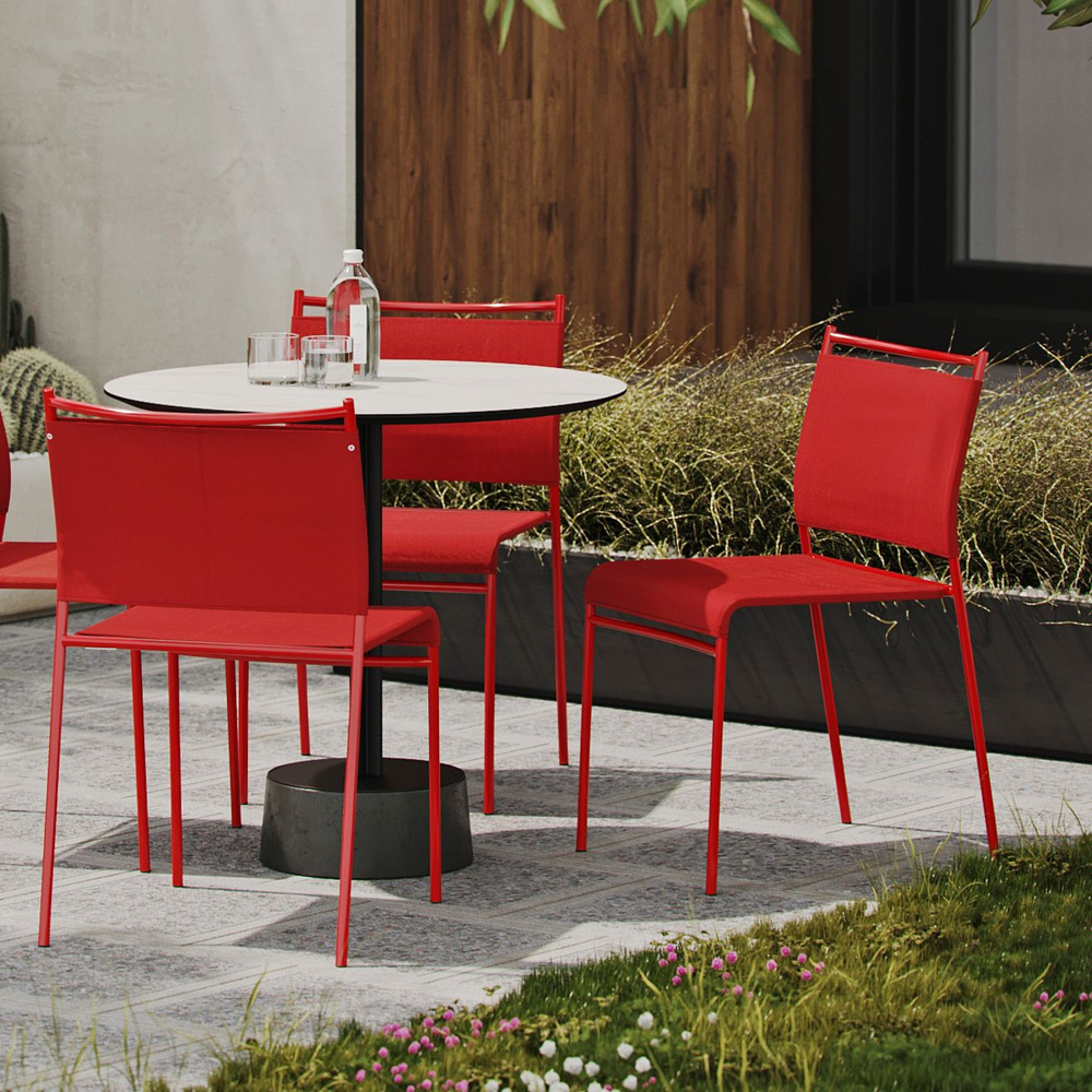 ArtCraft / Комплект уличных стульев Easy 4 шт., садовый стул на металлкаркасе красного цвета, дачный #1