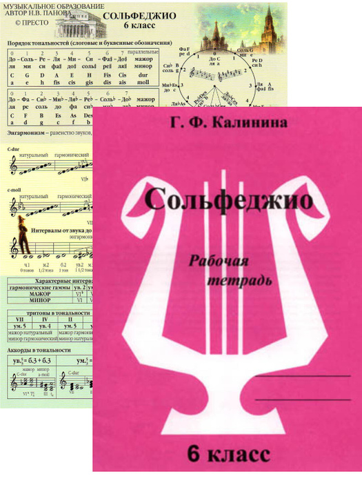 Сольфеджио 6 класс. Рабочая тетрадь+шпаргалка, комплект | Калинина Г ...