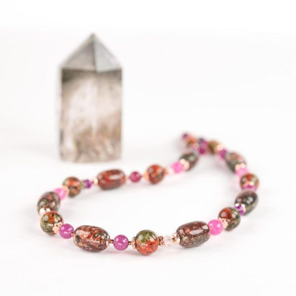 Бусы из розового агата и лилового кварца «Роксолана» - бусы женские из натуральных камней