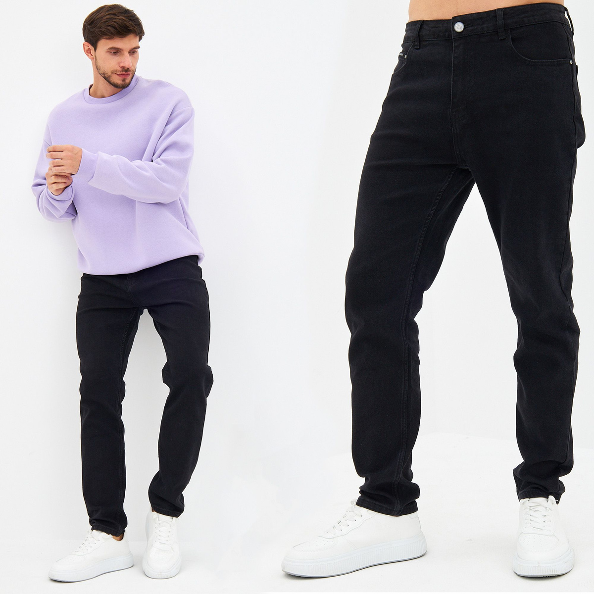 Плотные и прочные джинсы не сковывают движения, за счет эластана создают небольшой «стрейч эффект». Благодаря дышащей хлопковой ткани их можно носить круглый год. Мужские джинсы подойдут как подросткам, так и мужчинам постарше.