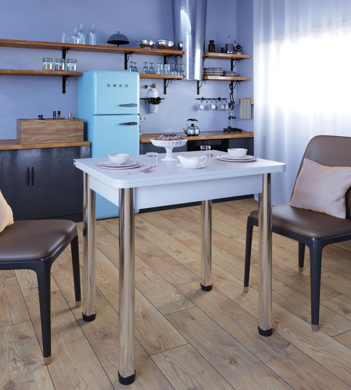 Красивый ломберный стол отлично впишется в интерьер современной квартиры. Он идеально подойдет обладателям небольшой кухни: в собранном виде сэкономит пространство, а в разобранном позволит разместить до шести гостей.