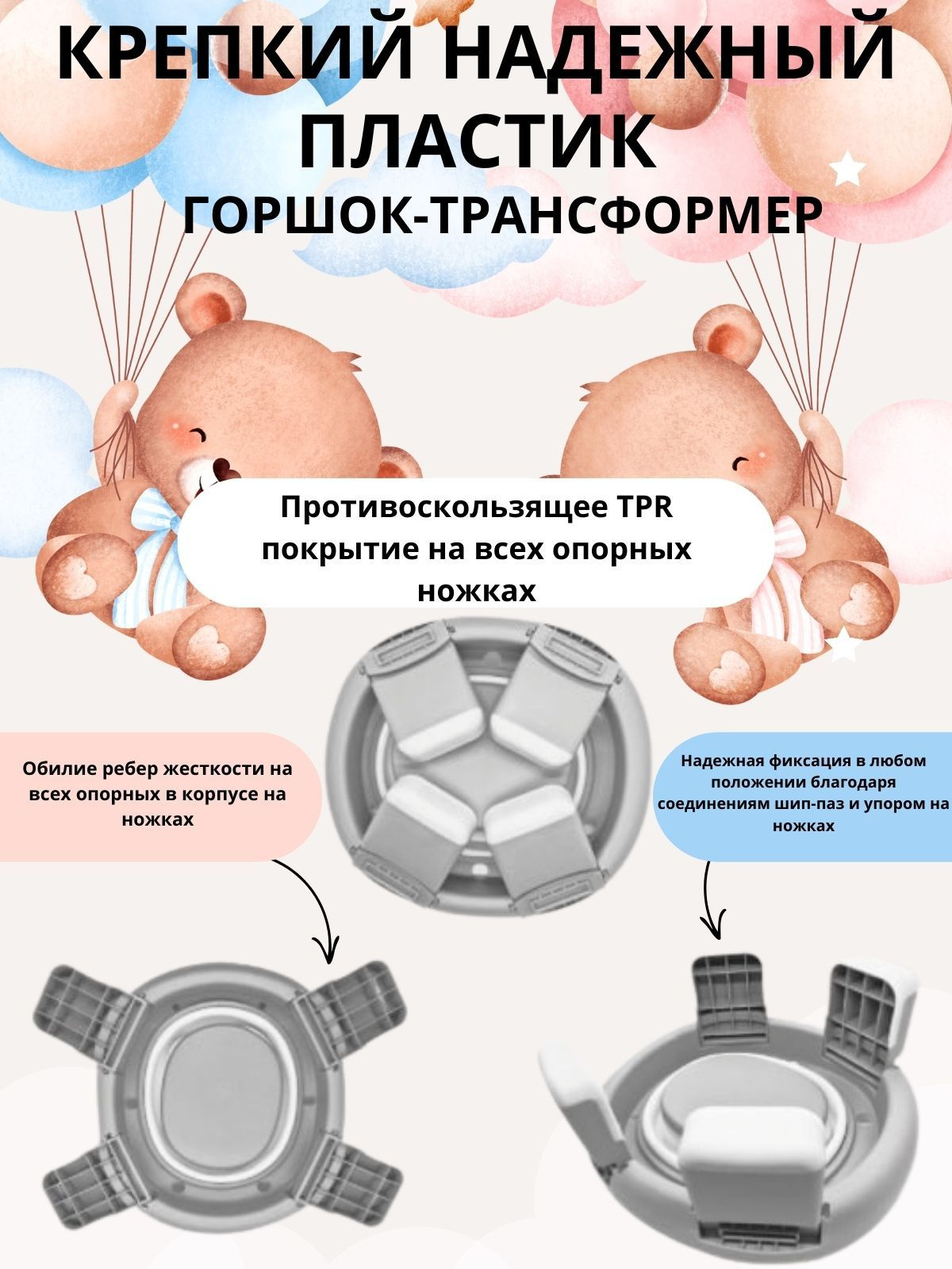 Горшок детский; переносной; дорожный; складной; трансформер; 3 в 1; для малышей;  писуар; накладка на унитаз; со съемной чашей, одноразовые пакты в комплекте;