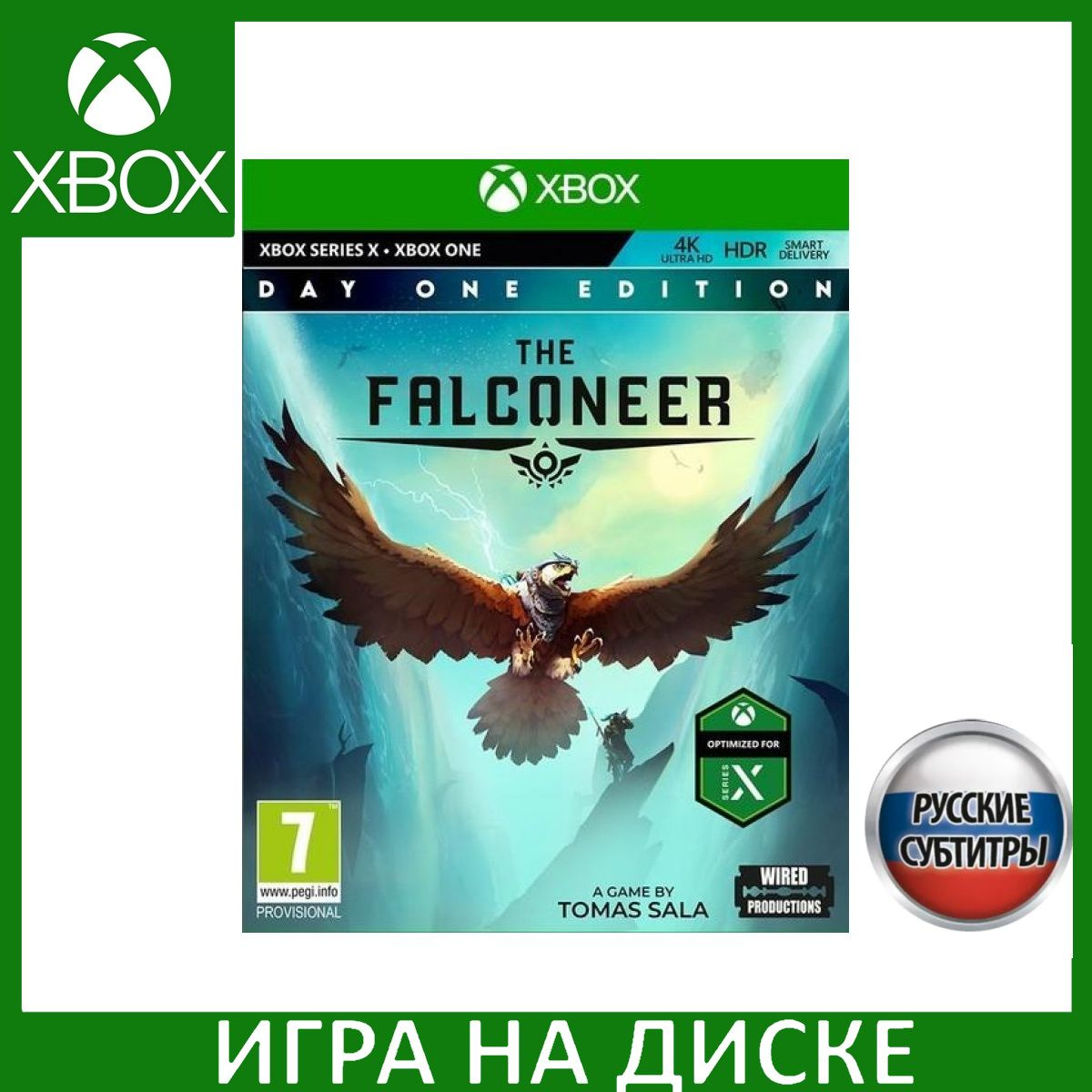 Диск с Игрой The Falconeer: Day One Edition (Издание первого дня) Русская Версия (Xbox One/Series X). Новый лицензионный запечатанный диск.