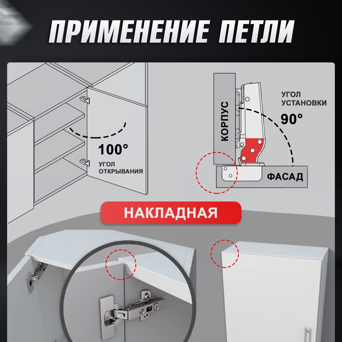 петля мебельная с доводчиком 45 градусов