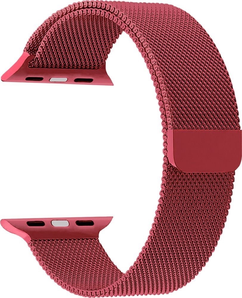 Ремешок Gurdini на часы Apple Watch Milanese Loop Series 1-9/SE 42 мм 44 мм 45 мм 49 мм красный  #1