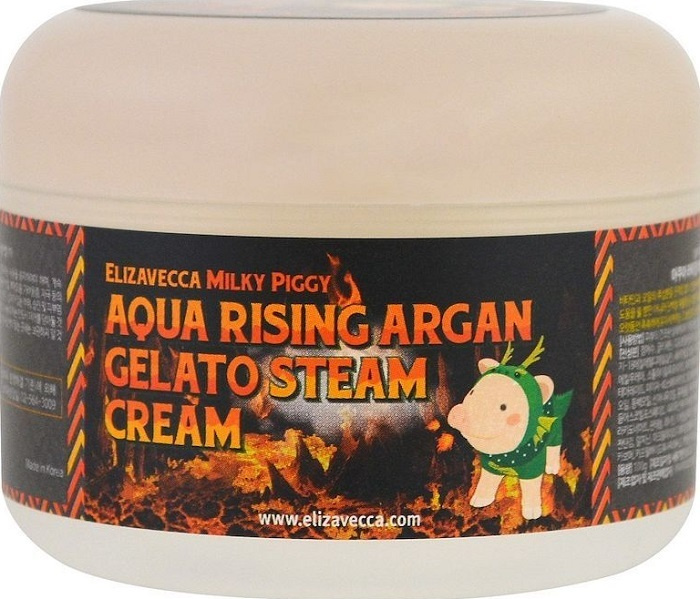 Elizavecca крем паровой увлажняющий с аргановым маслом Milky Piggy Aqua Rising Argan Gelato Steam Cream #1