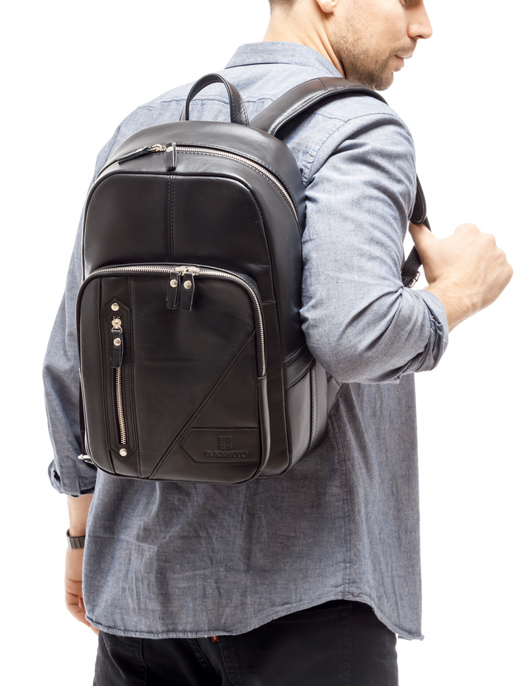Рюкзак мужской BLACKWOOD, кожаный, городской, большой, для ноутбука, натуральная кожа, для документов #1