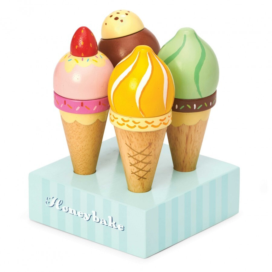 Игрушечная еда Мороженое в рожке на подставке, 4 шт., Le Toy Van  #1