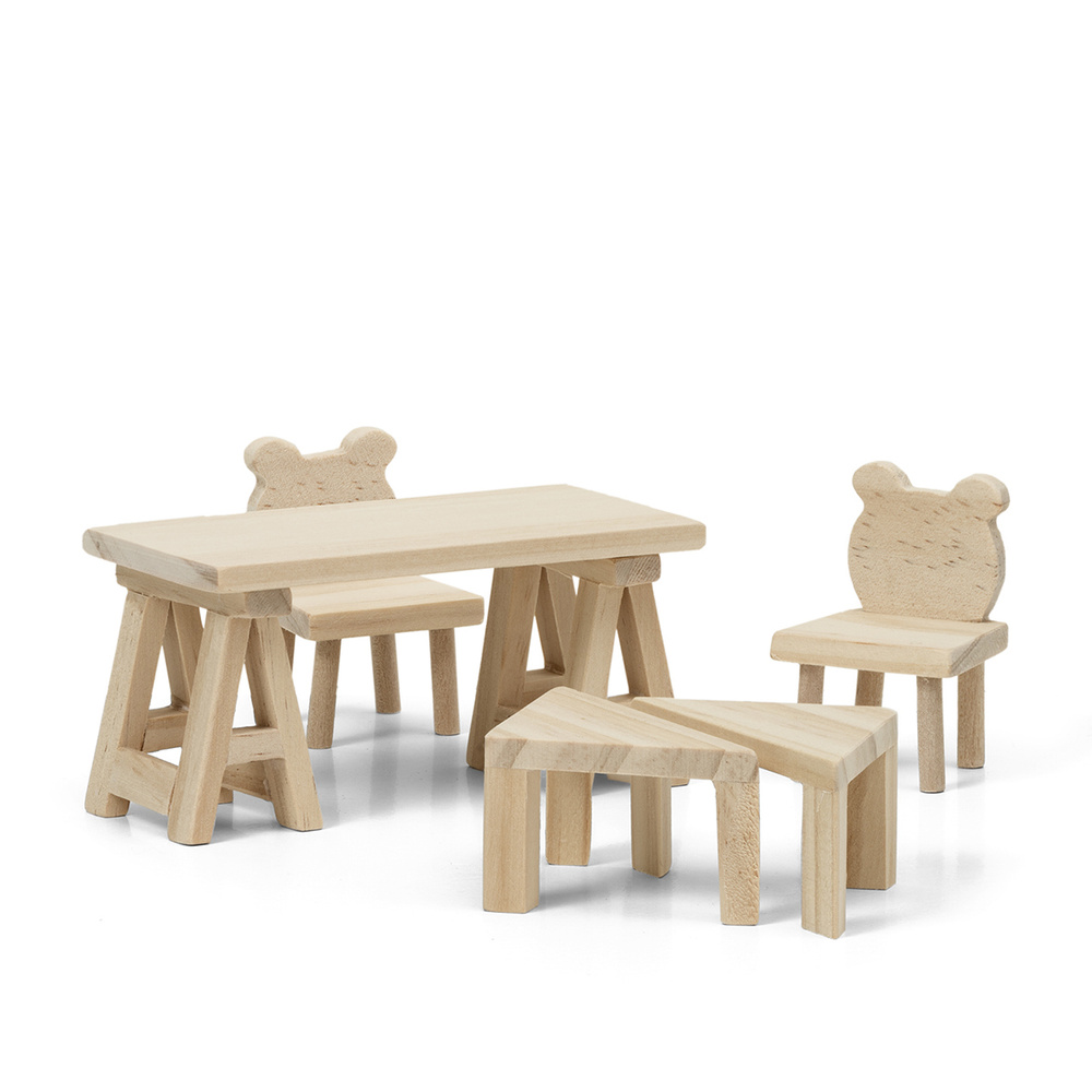 Набор Lundby деревянной мебели для домика Сделай сам Стол и стулья  #1