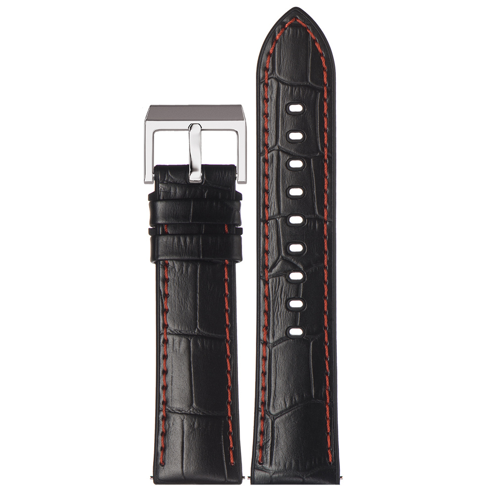 Кожаный ремешок для часов, Stailer Premium Max Endurance Sport, 22 мм, черный, аллигатор, стандартная #1
