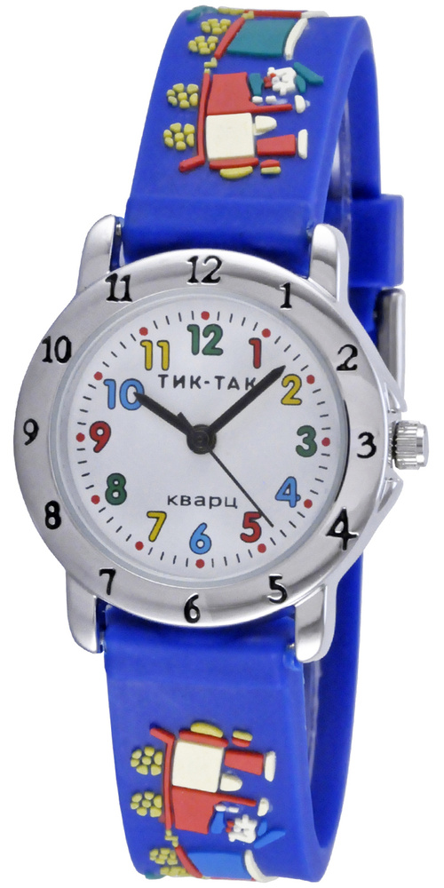 Часы детские наручные для мальчиков Тик-Так Н105-2 синий поезд  #1