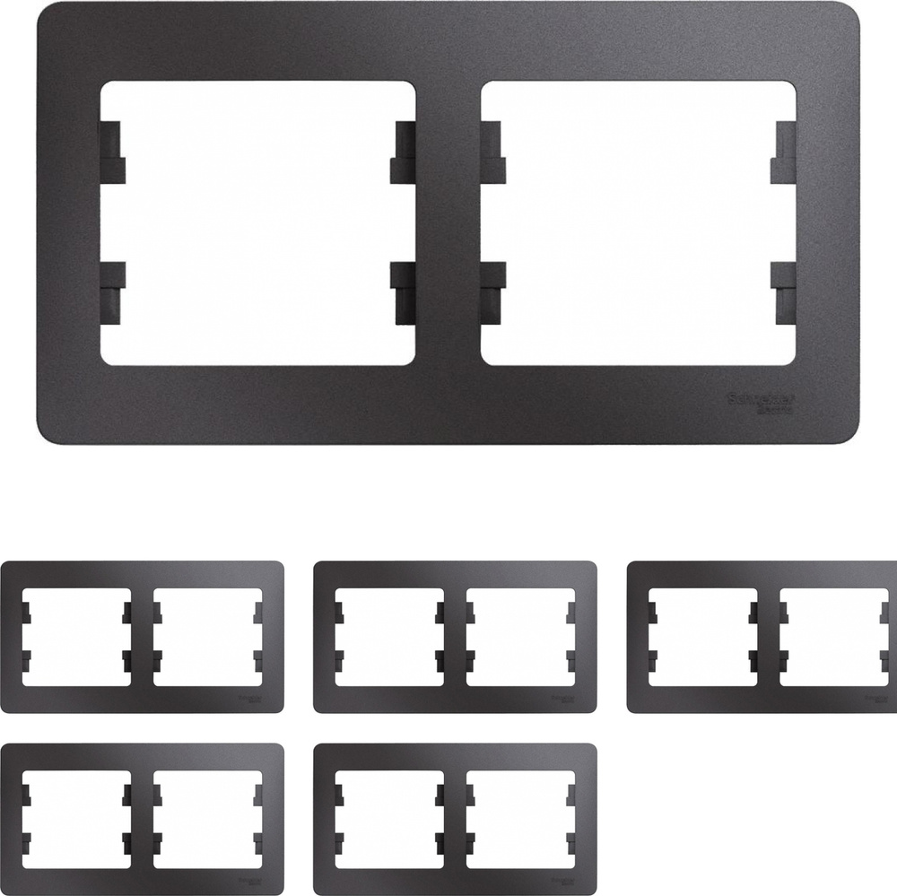 Рамка Schneider Electric Glossa двухместная горизонтальная графит (комплект из 5 шт.)  #1