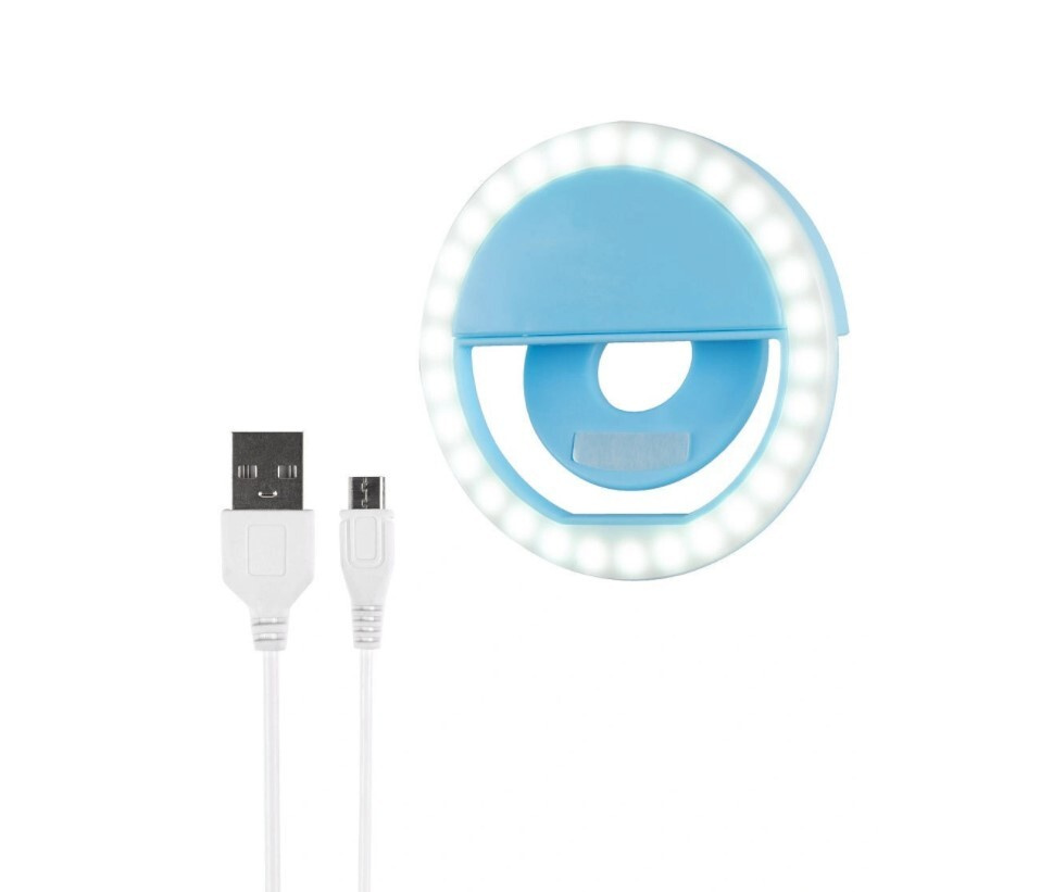 Световое кольцо для селфи, вспышка для селфи видео фото LED, (зарядка от USB), голубой  #1