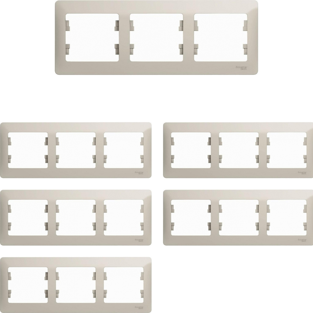 Рамка Schneider Electric Glossa трехместная горизонтальная молочный (комплект из 5 шт.)  #1