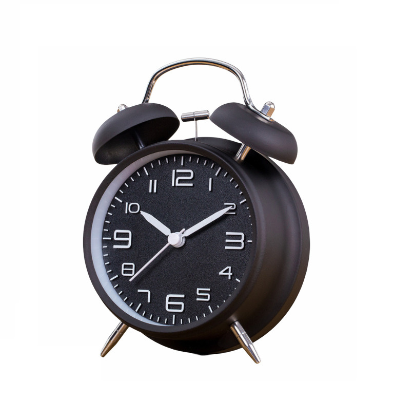Ретро черные механические настольные часы с громким будильником крупными цифрами бесшумным ходом ночной #1