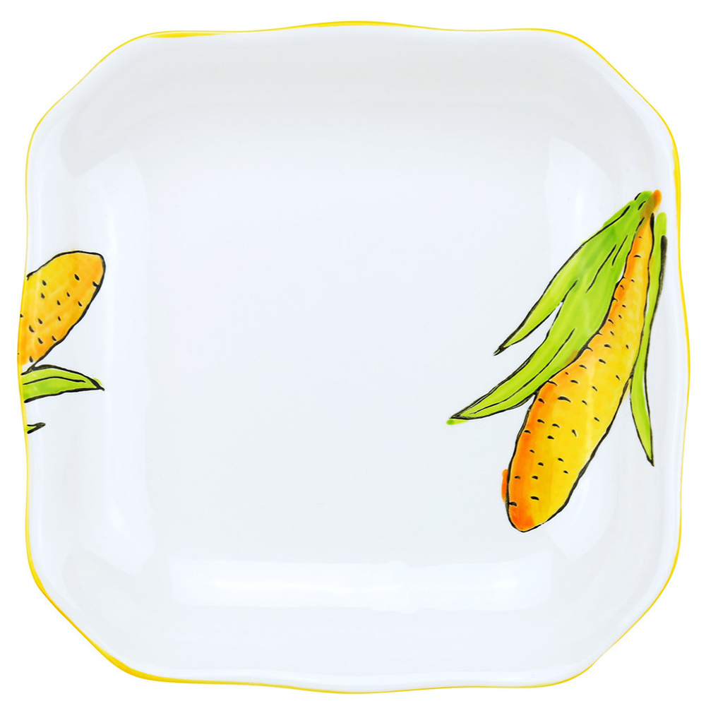 Набор тарелок "Кукуруза" 3 шт. Тарелка глубокая суповая д196мм h36мм, 600мл, квадратная, фарфор  #1
