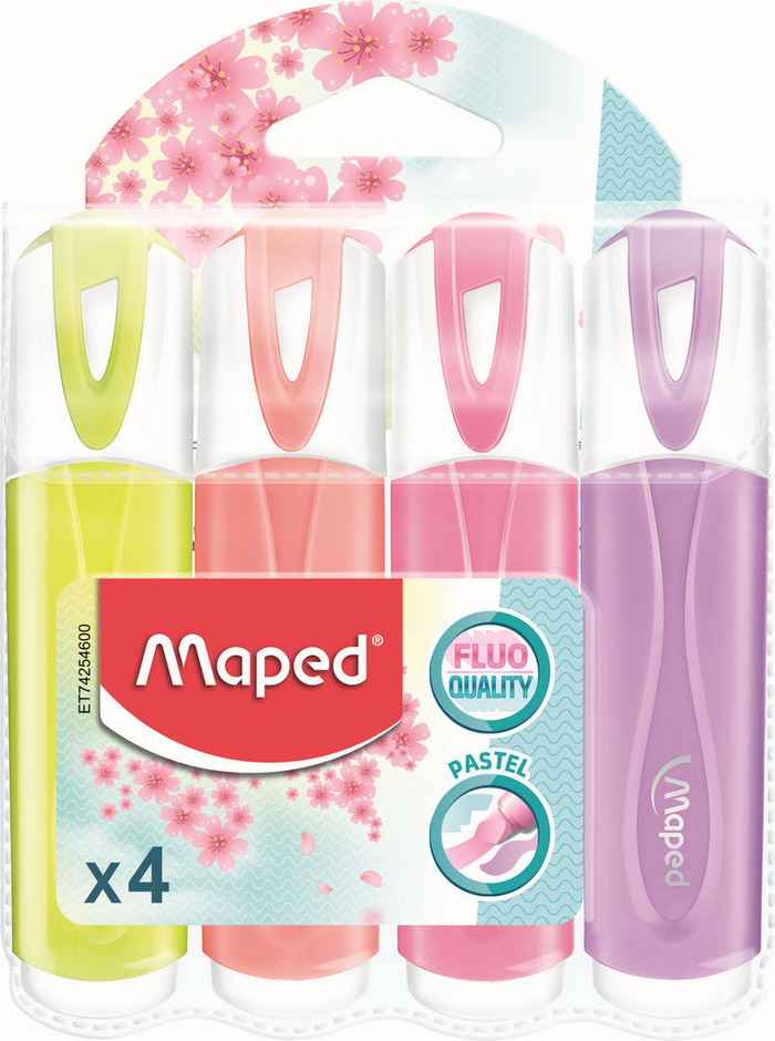 Набор текстовыделителей MAPED FLUO PEP'S Classic Pastel, 1-5мм, пастельные цвета: желтый, розовый, персиковый, #1