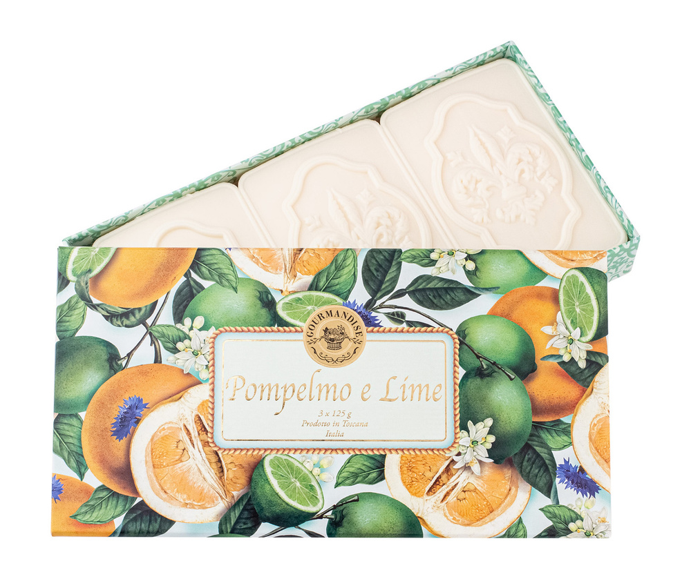 Набор натурального мыла с ароматом лайма и грейпфрута Gourmandise Savon Parfume Pompelmo e Lime Set  #1