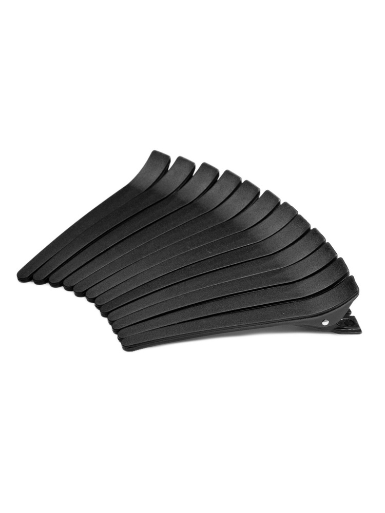 Зажимы для волос карбоновые профессиональные 11,5 см, черные, набор 12 шт  #1