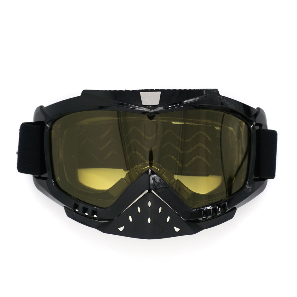Кроссовые очки маска JP с защитой носа для эндуро, мотокросса, ATV - черные, желтая линза  #1