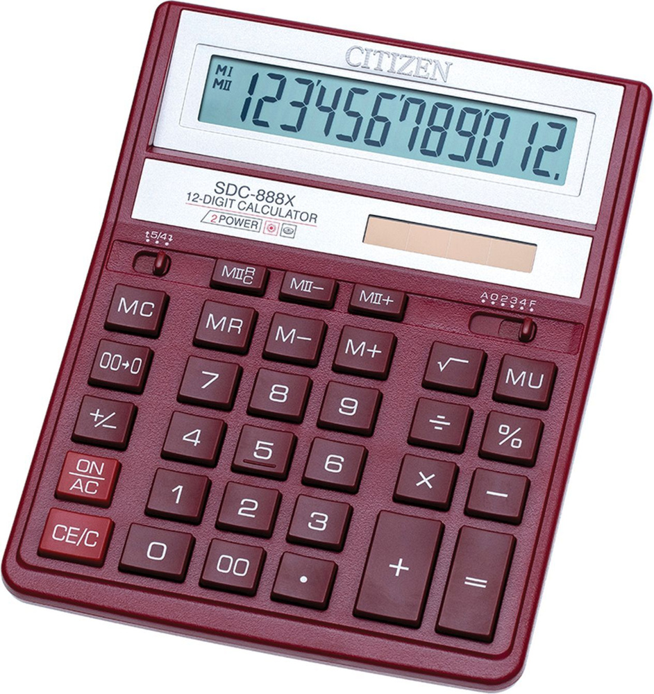 Настольный калькулятор цвет красный CitizenSDC-888XRD #1